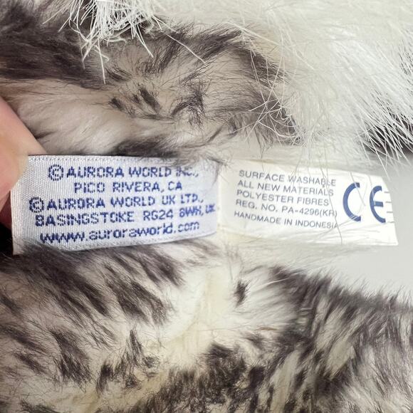 Vintage Aurora Super Flopsies Mush 28" Husky Dog Gray Plush Blue Eyes 2008 Jumbo - Picture 10 of 13